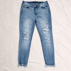 Judy Blue Light Blue Distressed Skinny Jeans